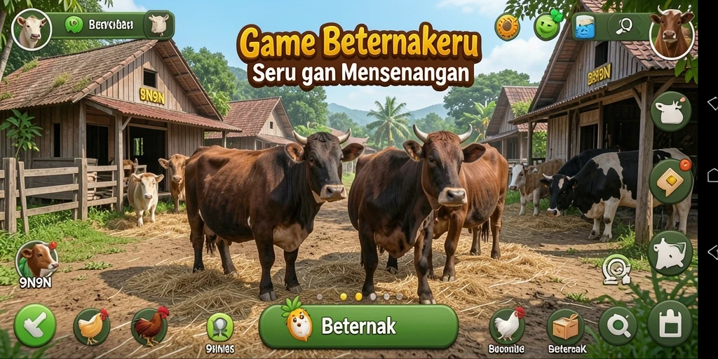 Tampilan antarmuka game Beternak yang menarik dan berwarna.