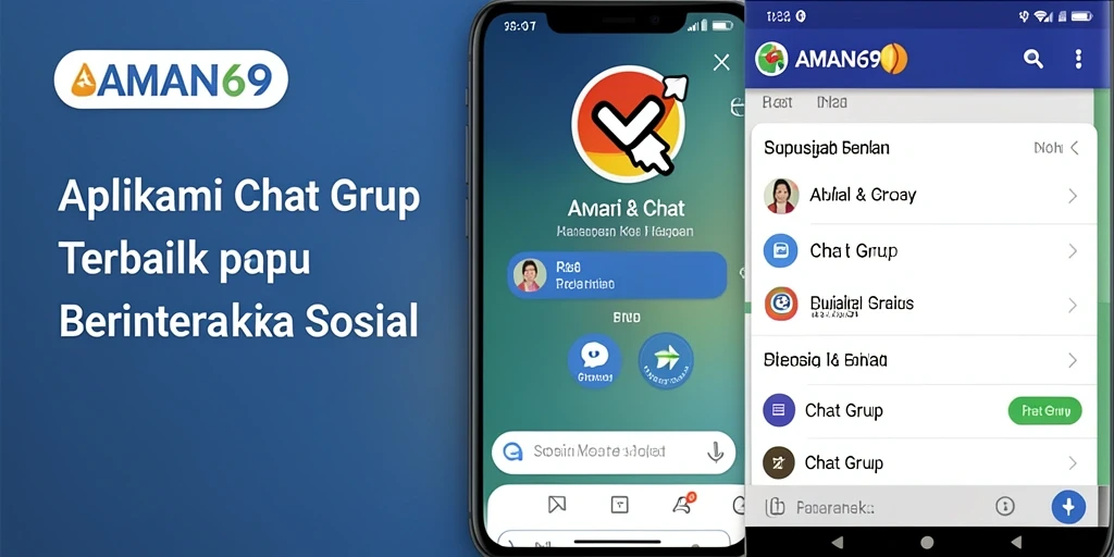 Screenshot AMAN69 menampilkan antarmuka chat grup yang modern dan interaktif.