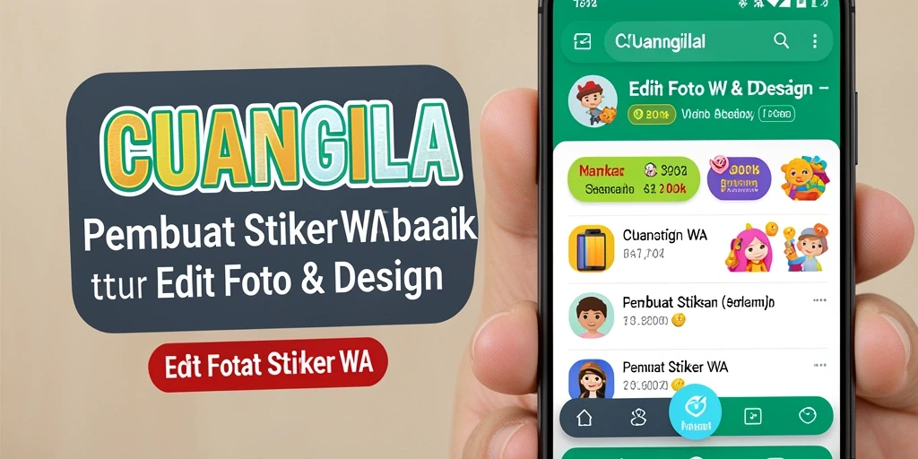 Tampilan antarmuka CUANGILA untuk pembuat stiker WA.