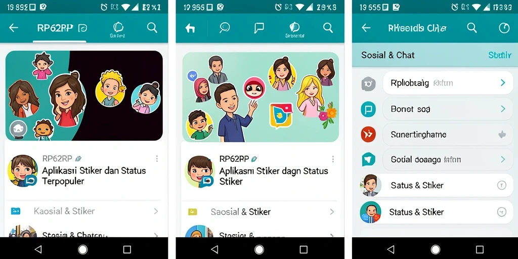 Tampilan antarmuka RP62RP dengan berbagai pilihan stiker.