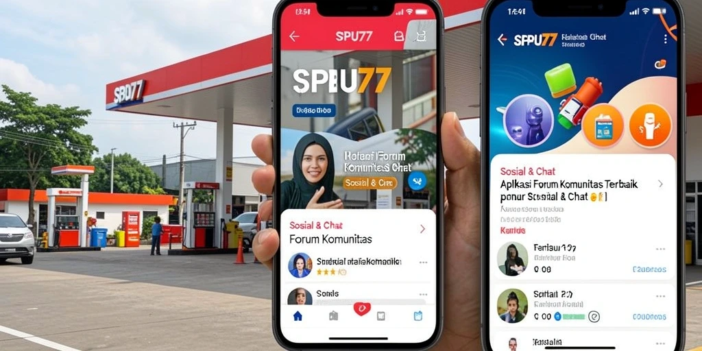 Antarmuka aplikasi SPBU77 yang ramah pengguna untuk komunikasi komunitas.