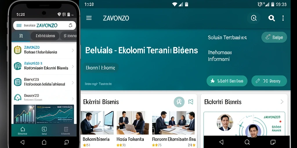Antarmuka aplikasi ZAVONZO yang menampilkan berita ekonomi terbaru.