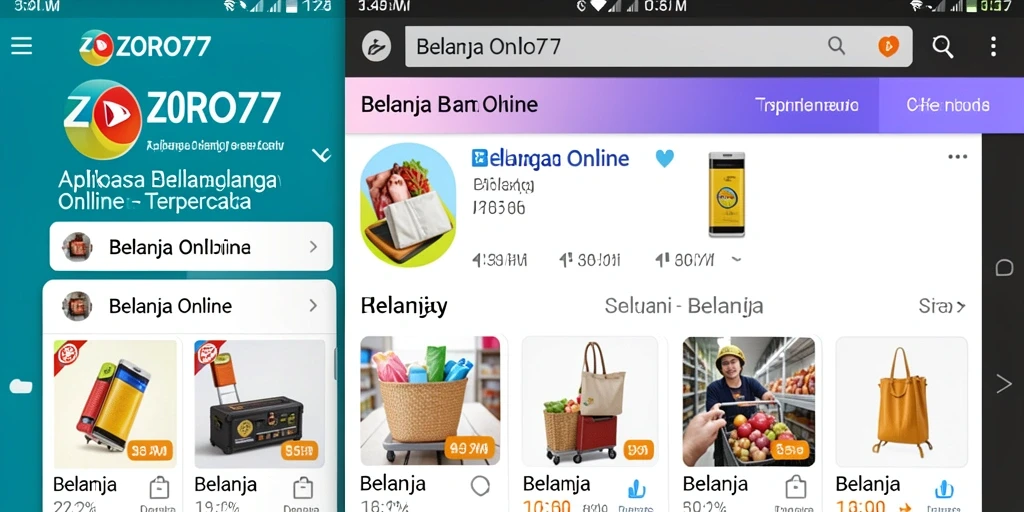 Screenshot aplikasi ZORO77 menampilkan antarmuka Belanja Online yang menarik dan mudah digunakan.